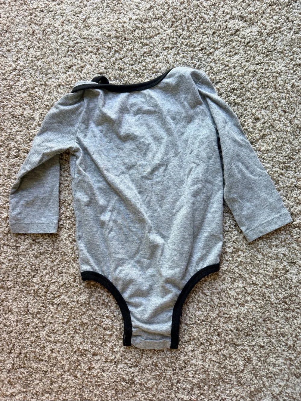 Nike Gray 'Just Do It.' Long-Sleeve Baby Bodysuit with Black Trim